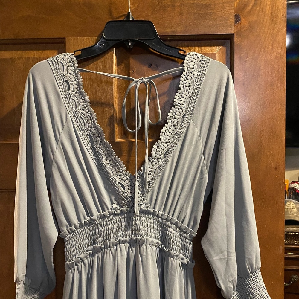 NWT boho maxi dress, tie back, v top, great photo dress!